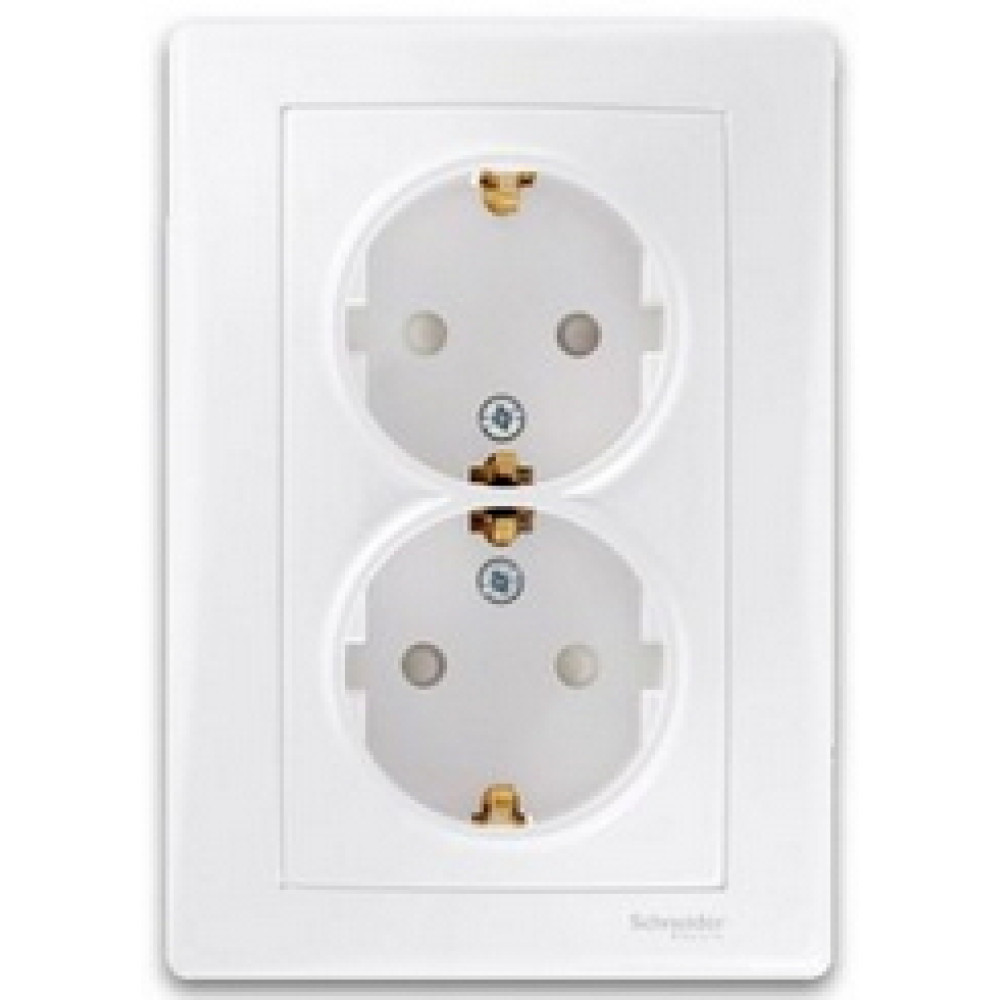Розетка двойная с заземлением и защитными шторками 16А Schneider Electric Sedna Белый SDN3000421